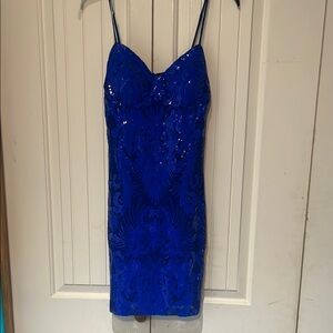 Next Blue Spaghetti Strap Sheath Mini Dress